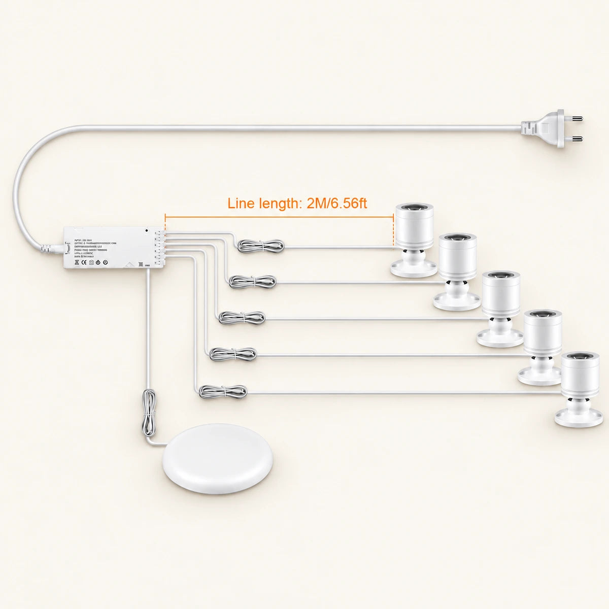 Verstecktes Touch-Sensor-LED-Schrankleuchten-Set – 12V 3W, dimmbar