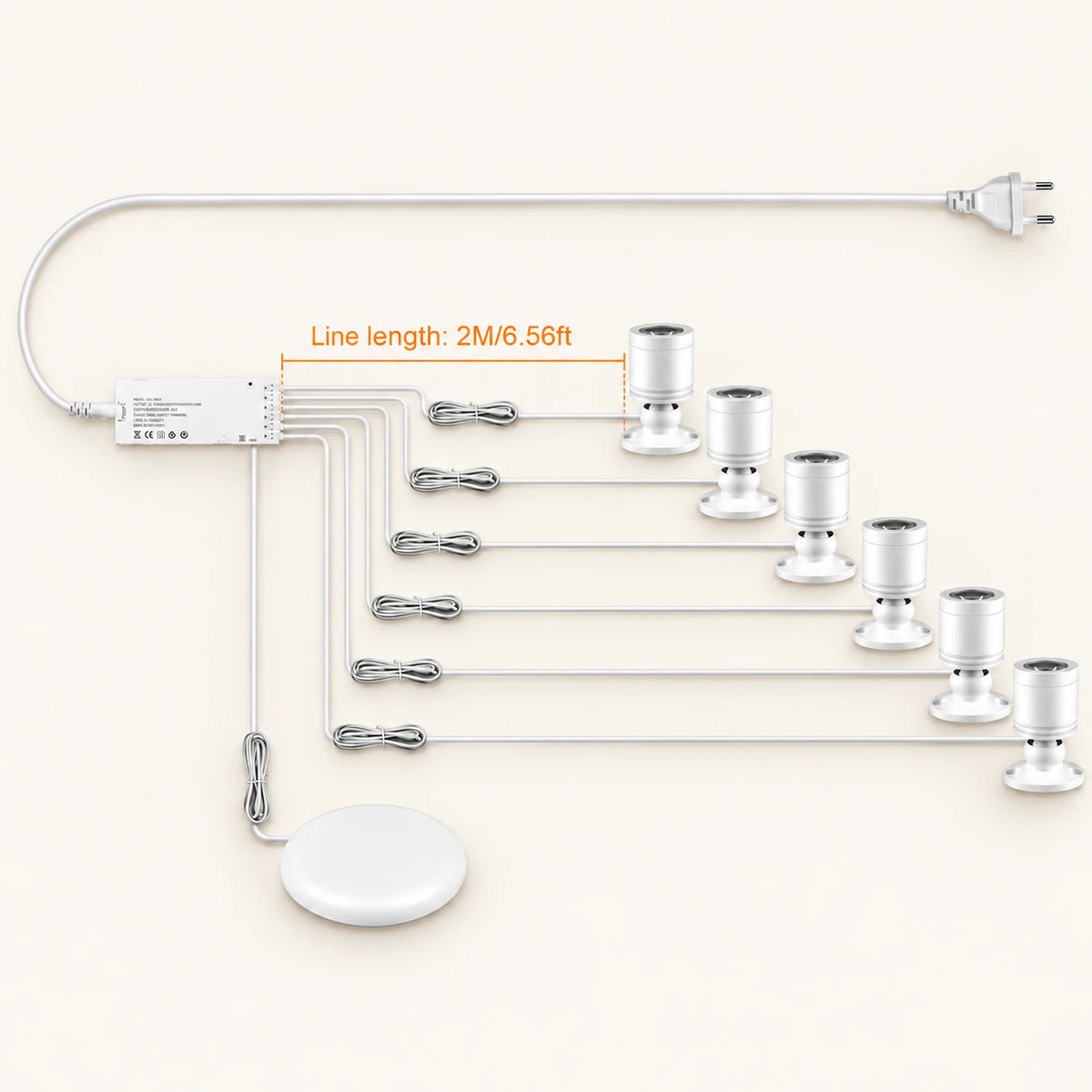 Verstecktes Touch-Sensor-LED-Schrankleuchten-Set – 12V 3W, dimmbar