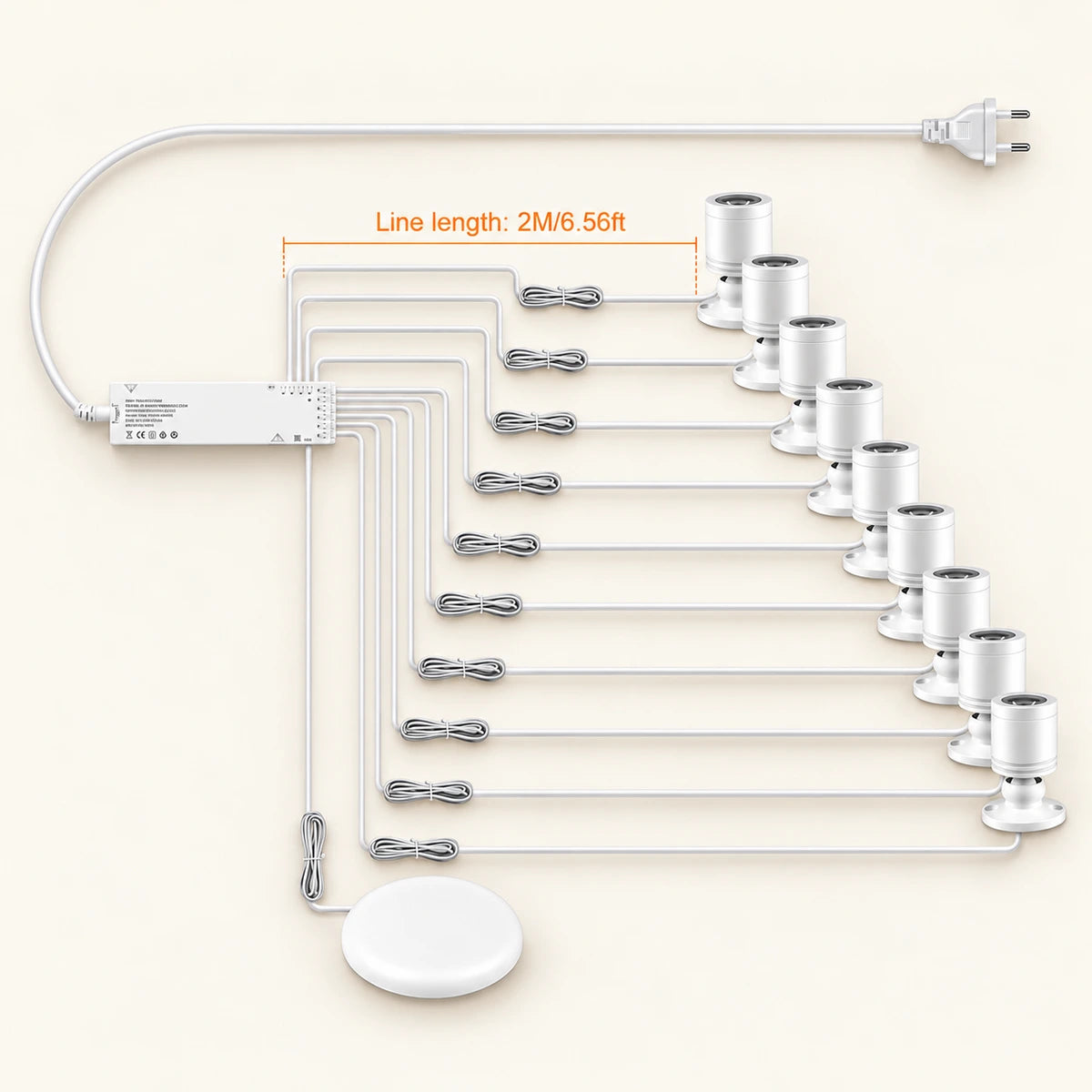 Verstecktes Touch-Sensor-LED-Schrankleuchten-Set – 12V 3W, dimmbar