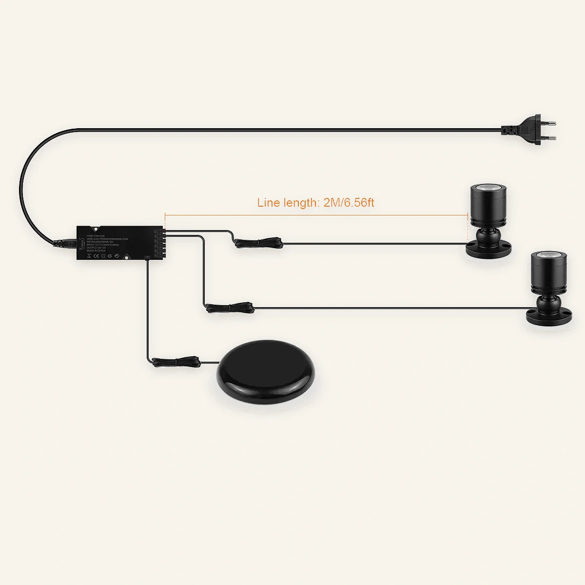 Verstecktes Touch-Sensor-LED-Schrankleuchten-Set – 12V 3W, dimmbar