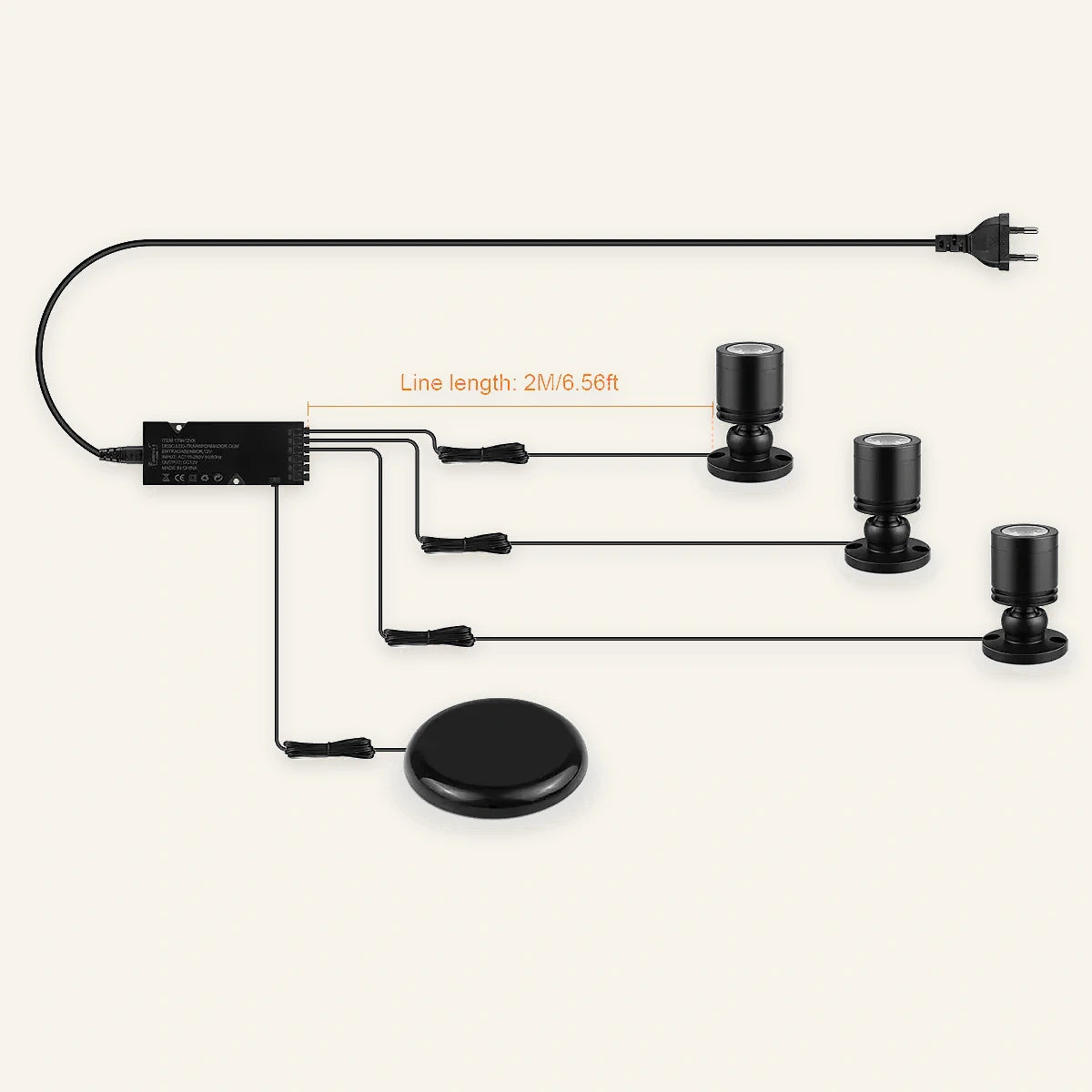 Verstecktes Touch-Sensor-LED-Schrankleuchten-Set – 12V 3W, dimmbar