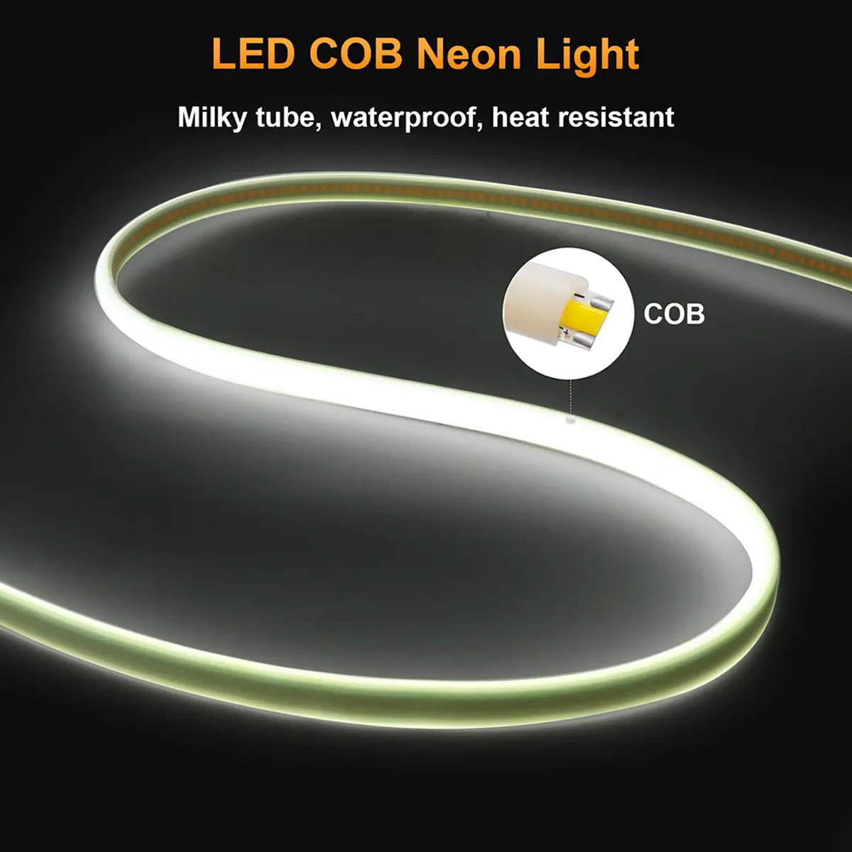 Water-resistant milky COB neon tube construction