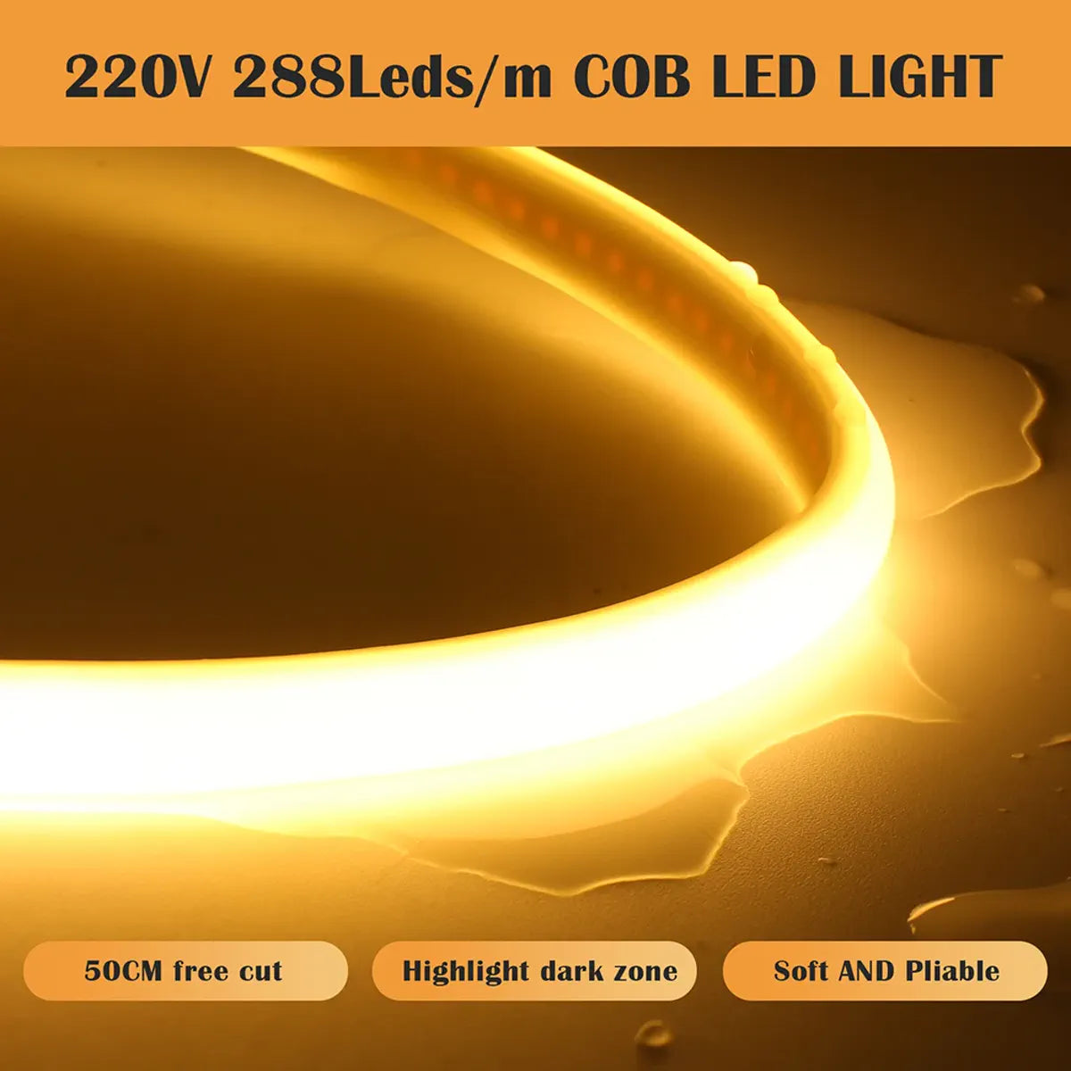 288 LEDs per meter COB neon strip with 50cm cut points