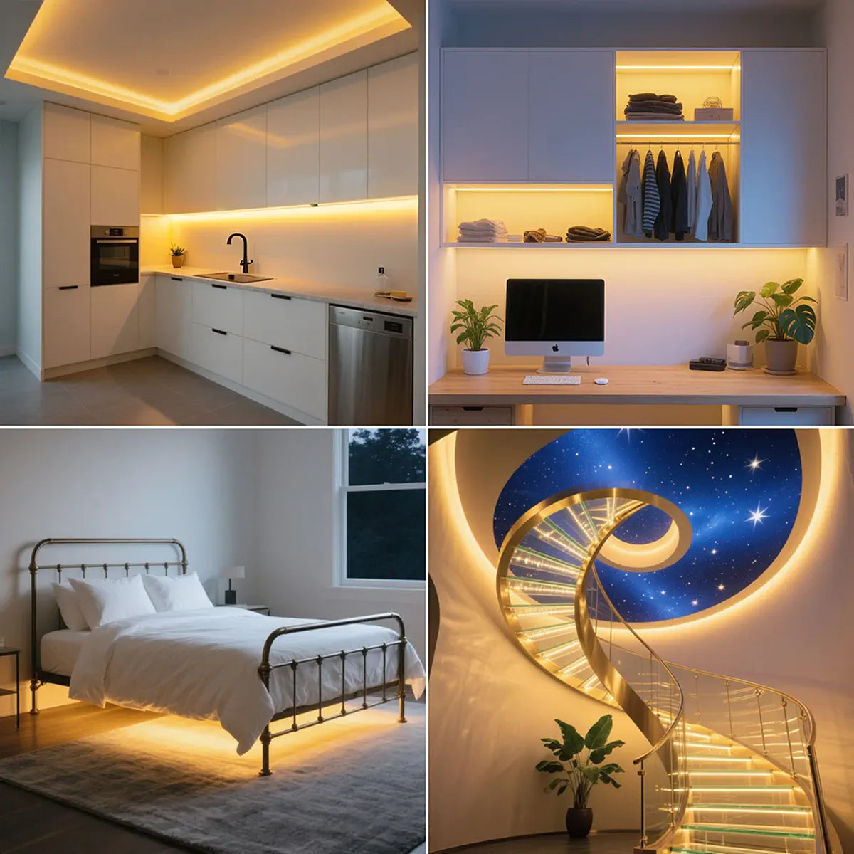 COB neon strip used in kitchens, offices, bedrooms, and stairs