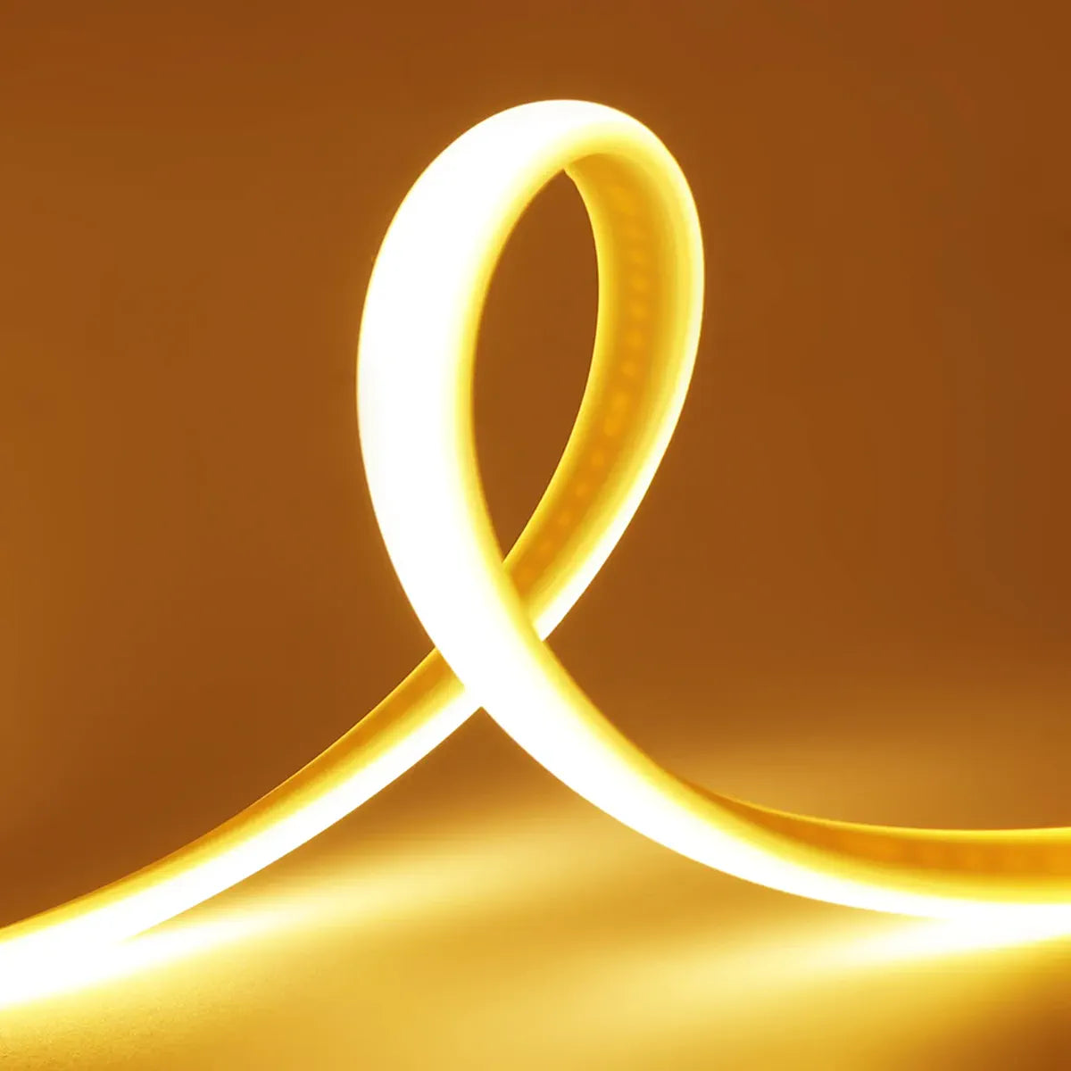 Warm COB neon strip bent into a standing loop