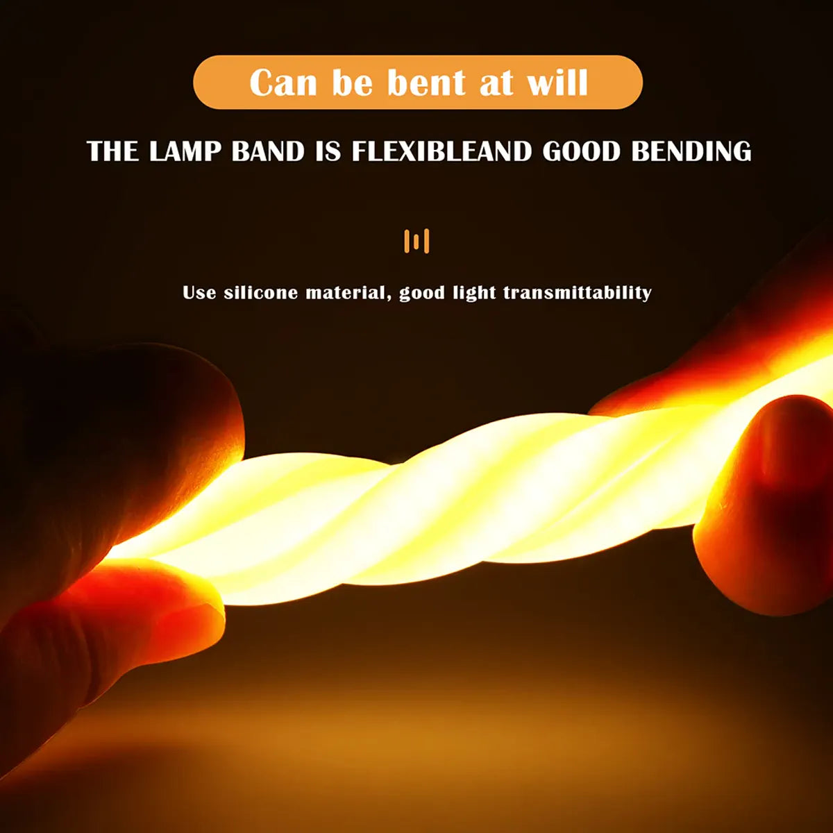 Flexible silicone COB neon tube bent into a tight loop