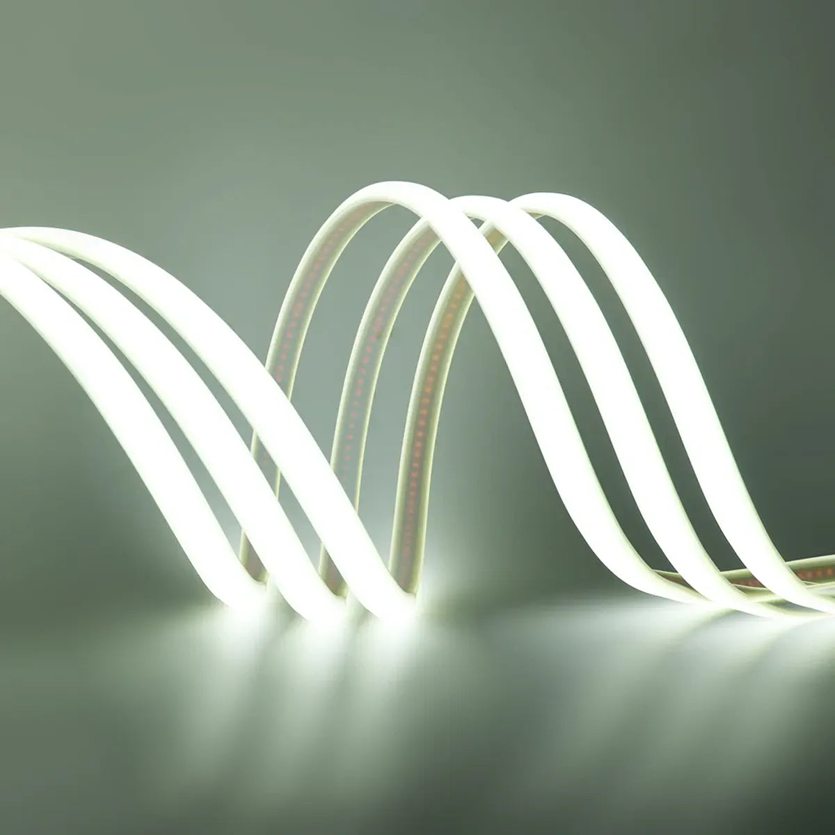 Cool white COB neon strip arranged in wave-shaped arcs