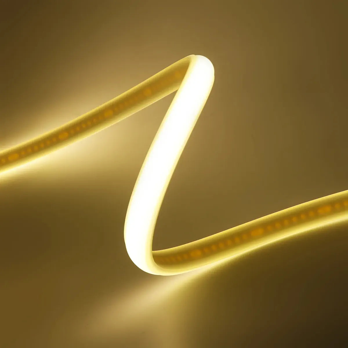 Warm COB neon strip showing a tight curved profile