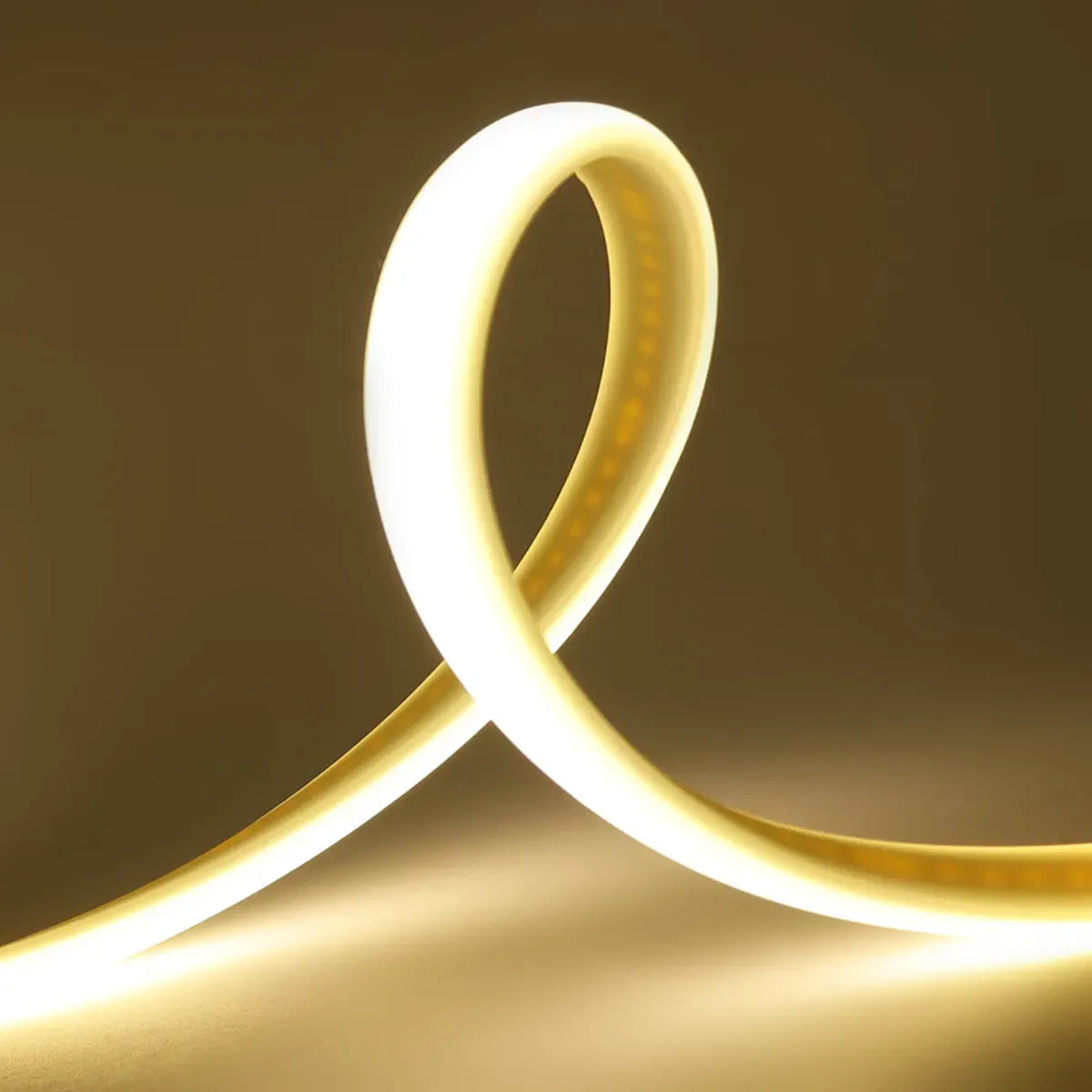 Warm COB neon strip bent into a standing loop