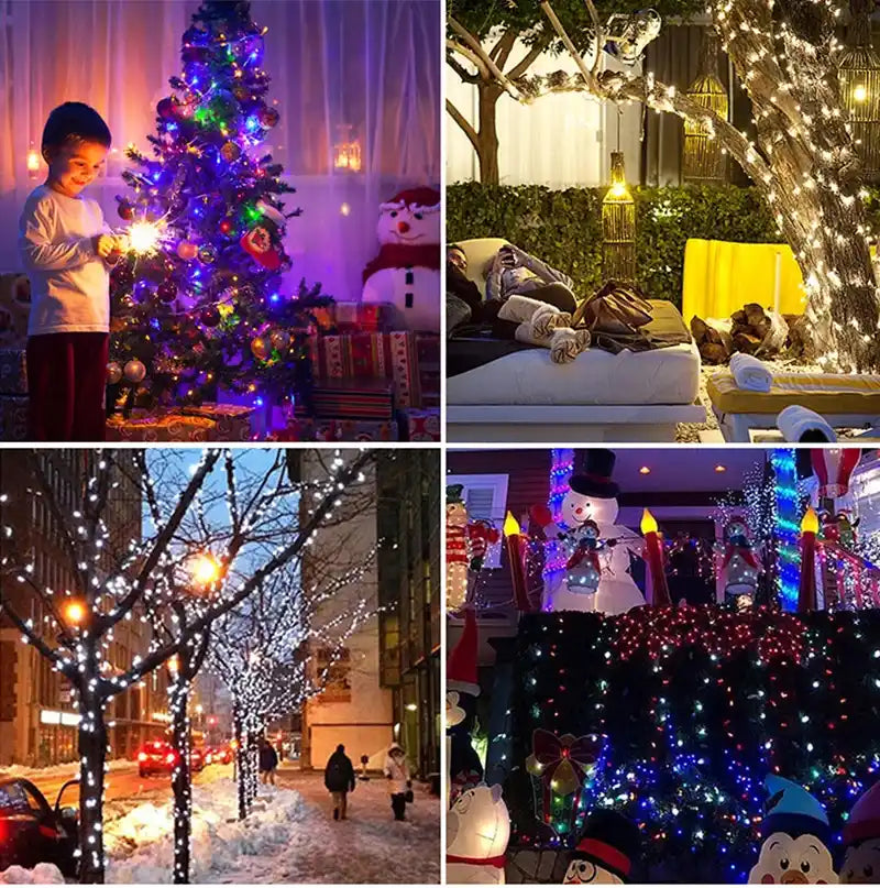 High-Power Solar Outdoor String Lights Leather Christmas Fairy Lights Waterproof - Lumaz