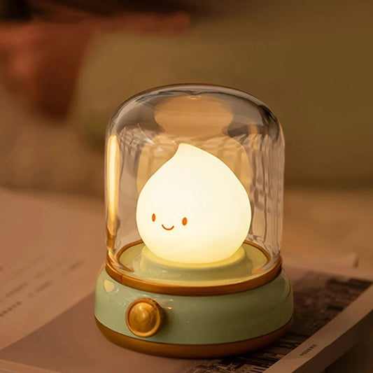 Kerosene LED Night Light Cute Flameless Candle Light with Two Modes USB Rechargeable