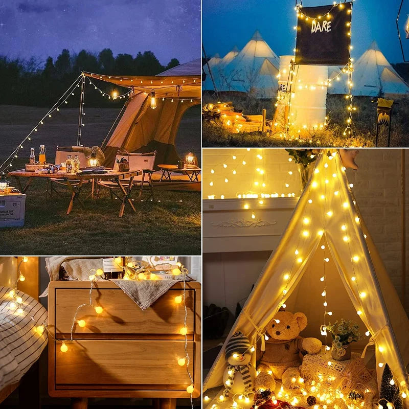 Led Ball String Lights With USBBattery Operated Outdoor Globe Fairy Light - Lumaz