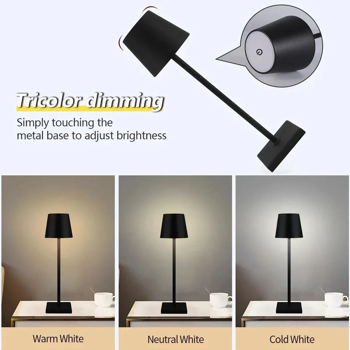 LED Desk Lamp Usb Rechargeable Bar Ambiance Table Lamp Wireless Touch Lamps