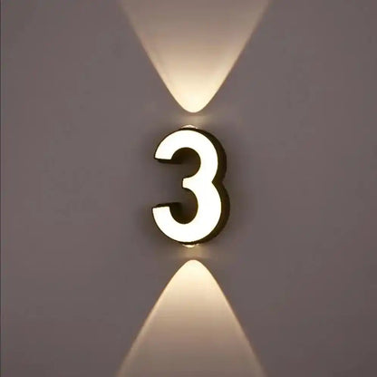 LED Digit Number Outdoor Wall Lights Waterproof Porch Garden Wall Sconce