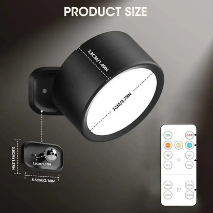 LED Magnetic Wall Sconce Rechargeable Dimmable Wall Lights with Remote 360° Rotation