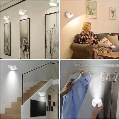 LED Magnetic Wall Sconce Rechargeable Dimmable Wall Lights with Remote 360° Rotation