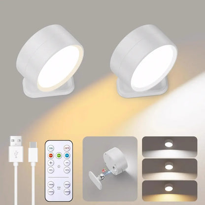 LED Magnetic Wall Sconce Rechargeable Dimmable Wall Lights with Remote 360° Rotation
