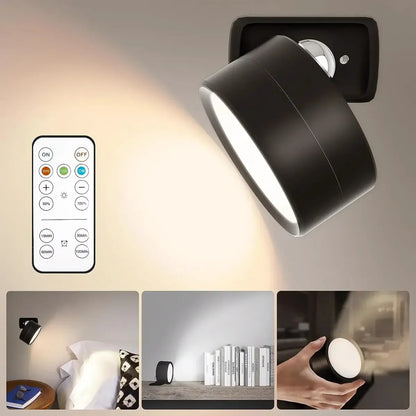 LED Magnetic Wall Sconce Rechargeable Dimmable Wall Lights with Remote 360° Rotation