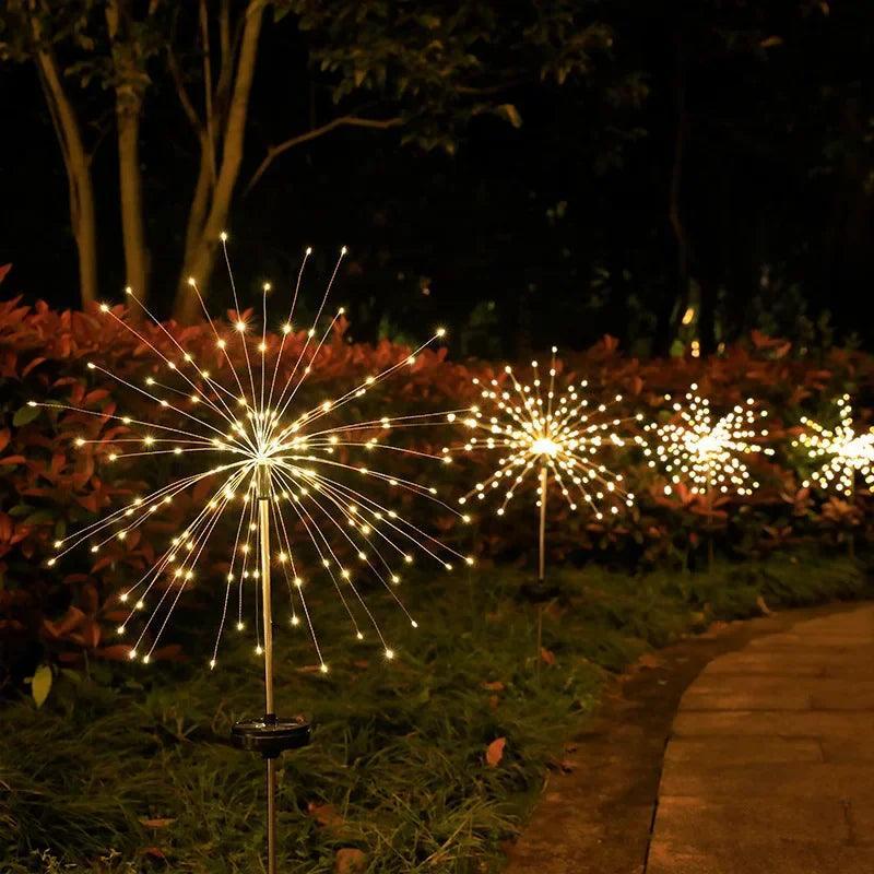 LED Outdoor Solar Firework Light With 90 LED IP65 Waterproof For Garden Decor - Lumaz