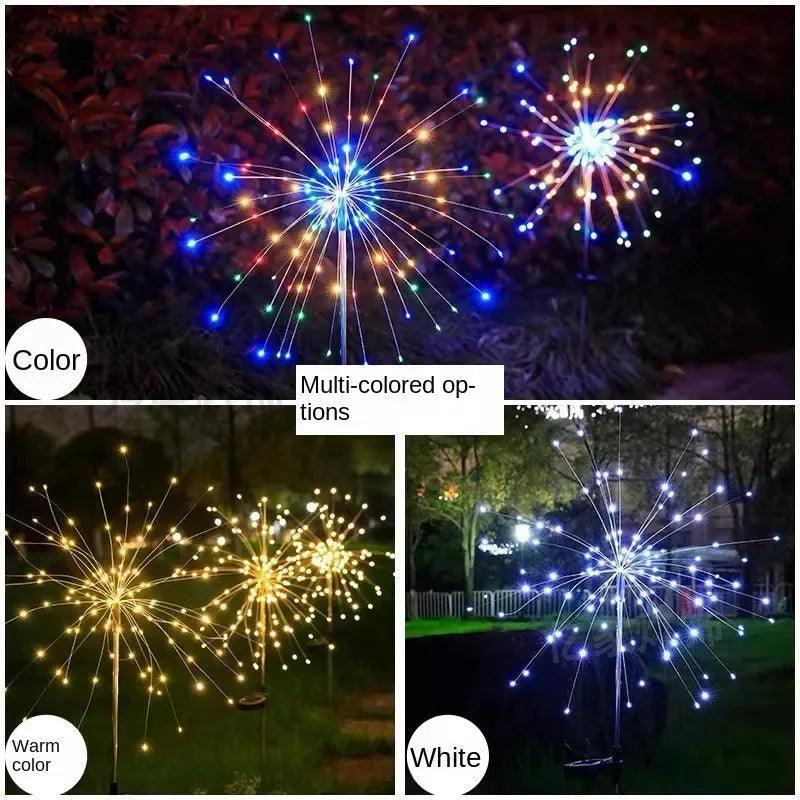 LED Outdoor Solar Firework Light With 90 LED IP65 Waterproof For Garden Decor - Lumaz