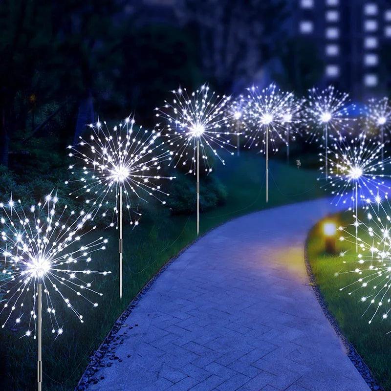 Mehrfarbige Solar-LED-Gartenleuchten in Feuerwerksform – Biegsamer Kup – Lumaz
