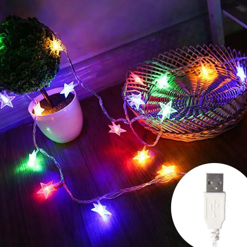 LED Outdoor String Lights - Star Chain Lights, Fairy Lights With USB Plug - Lumaz