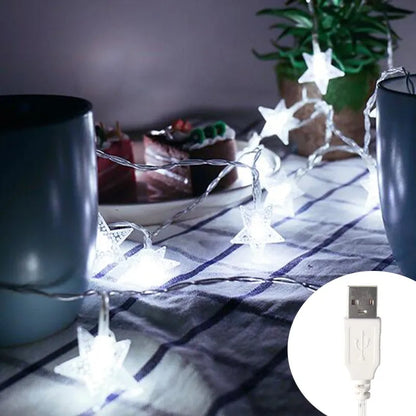 LED Outdoor String Lights Star Chain Lights Fairy Lights With USB Plug - Lumaz