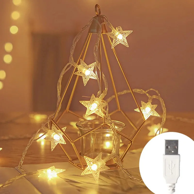 LED Outdoor String Lights Star Chain Lights Fairy Lights With USB Plug - Lumaz