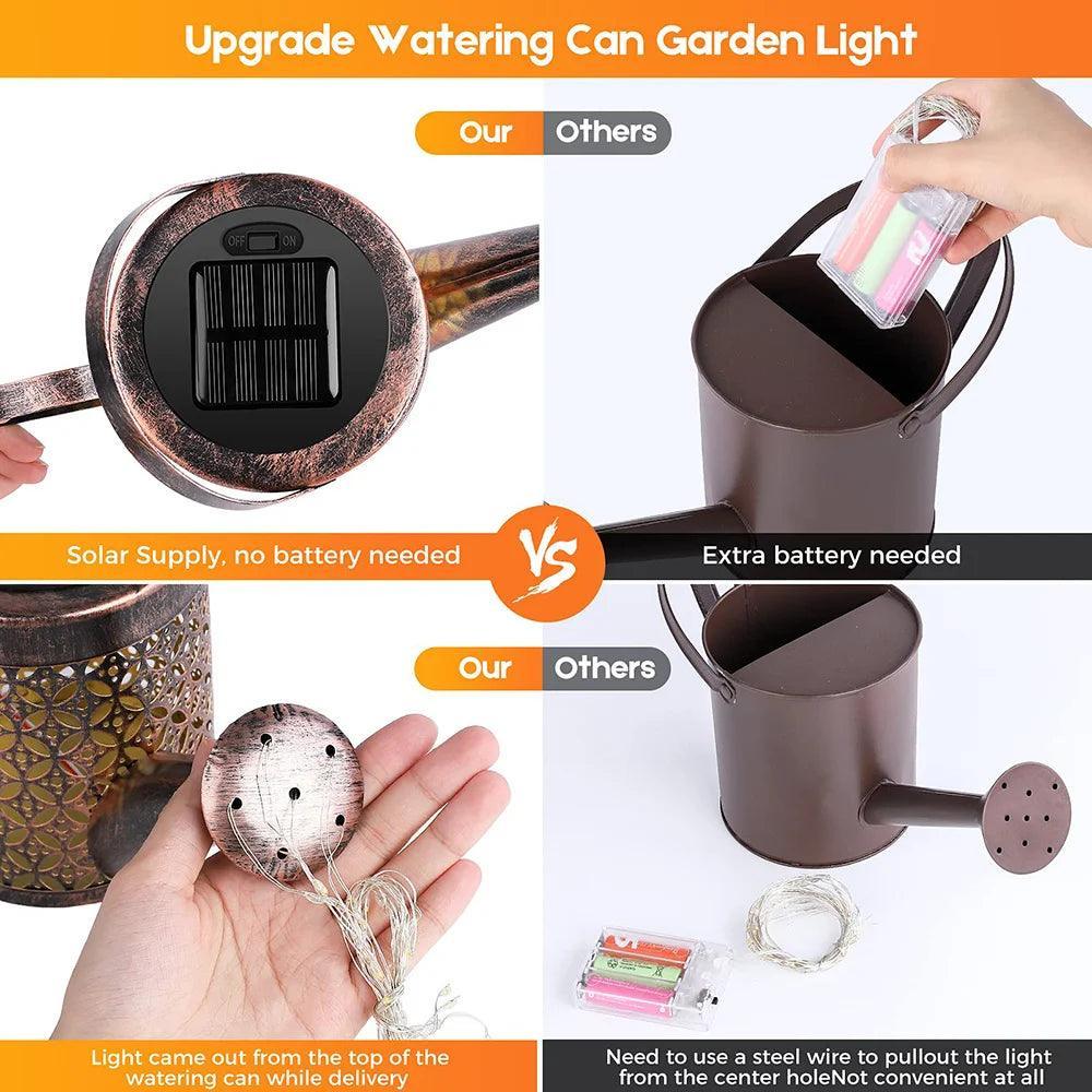 LED Outdoor Watering Can Solar Lights Hanging Waterfall Lamp With IP65 Waterproof - Lumaz