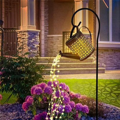 LED Outdoor Watering Can Solar Lights Hanging Waterfall Lamp With IP65 Waterproof - Lumaz