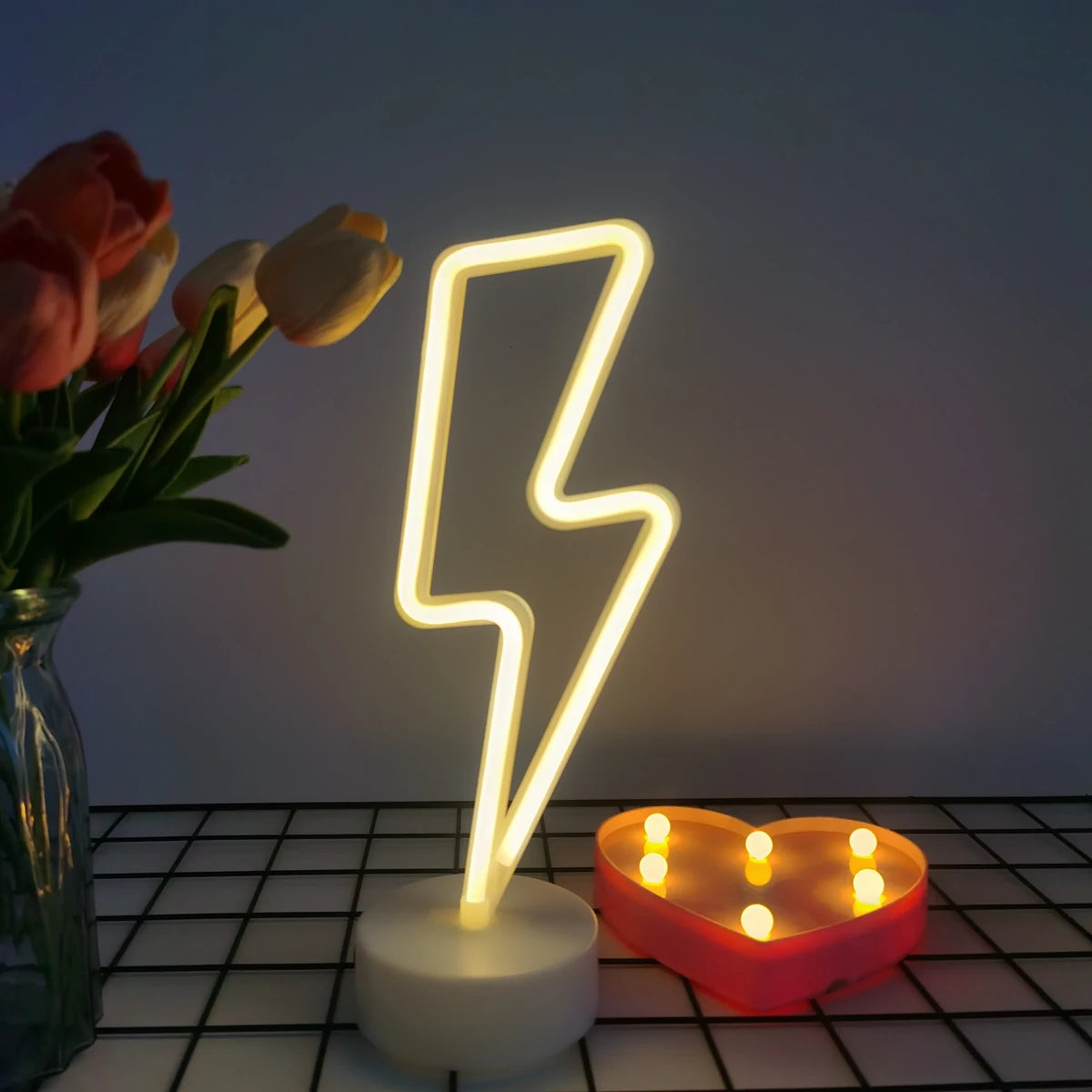 Object Lightning Led Lightning-shaped LED Neon Sign - USB & Battery Powered, Flexible LED S ...