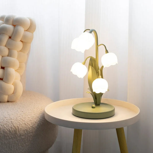 Lily of the Valley LED Table Lamp - Five Flower Shades, 3-Color, US Plug