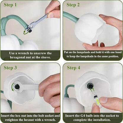 Lily of the Valley LED Table Lamp - Five Flower Shades, 3-Color, US Plug