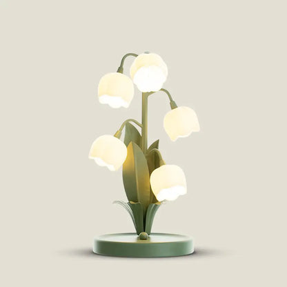 Lily of the Valley LED Table Lamp - Five Flower Shades, 3-Color, US Plug