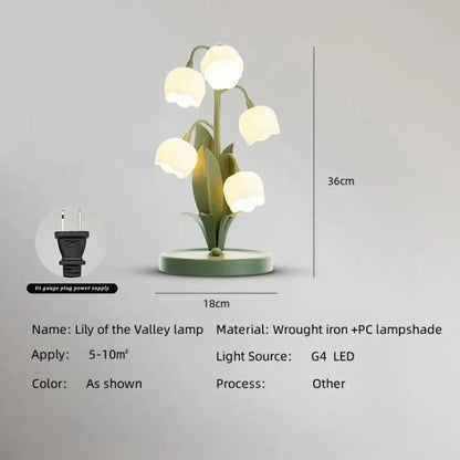 Lily of the Valley LED Table Lamp - Five Flower Shades, 3-Color, US Plug