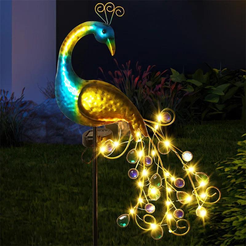 Lumaz LED Outdoor Solar Metal Peacock Lamp - Lumaz