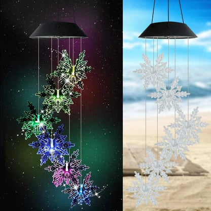 Outdoor Solar Hanging Light, LED Crystal Ball Hummingbird Wind Chime Light - Lumaz