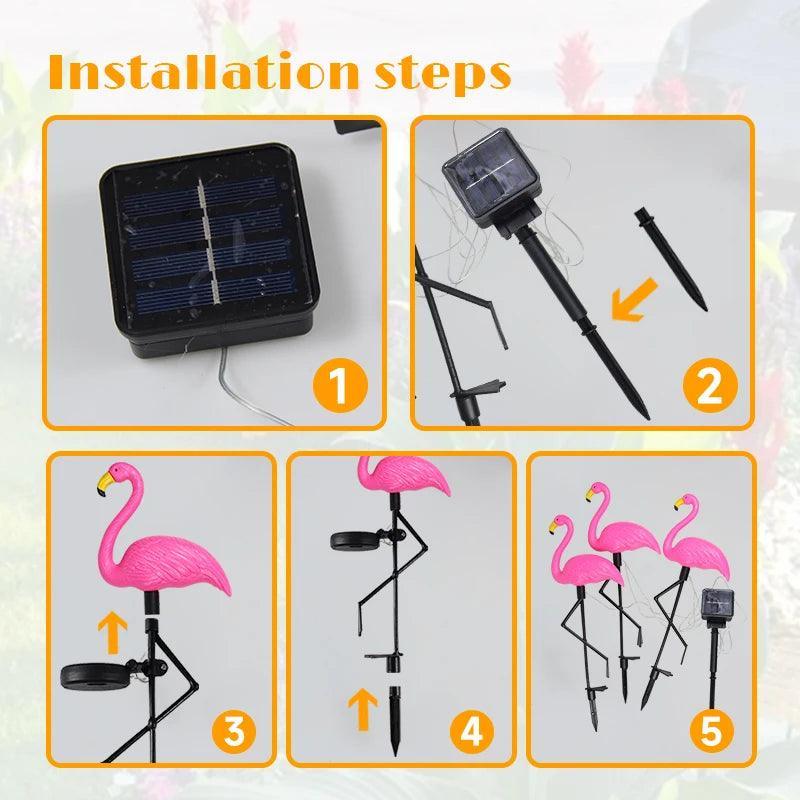 LED Outdoor Solar Flamingo Light For Garden Decoration - Lumaz