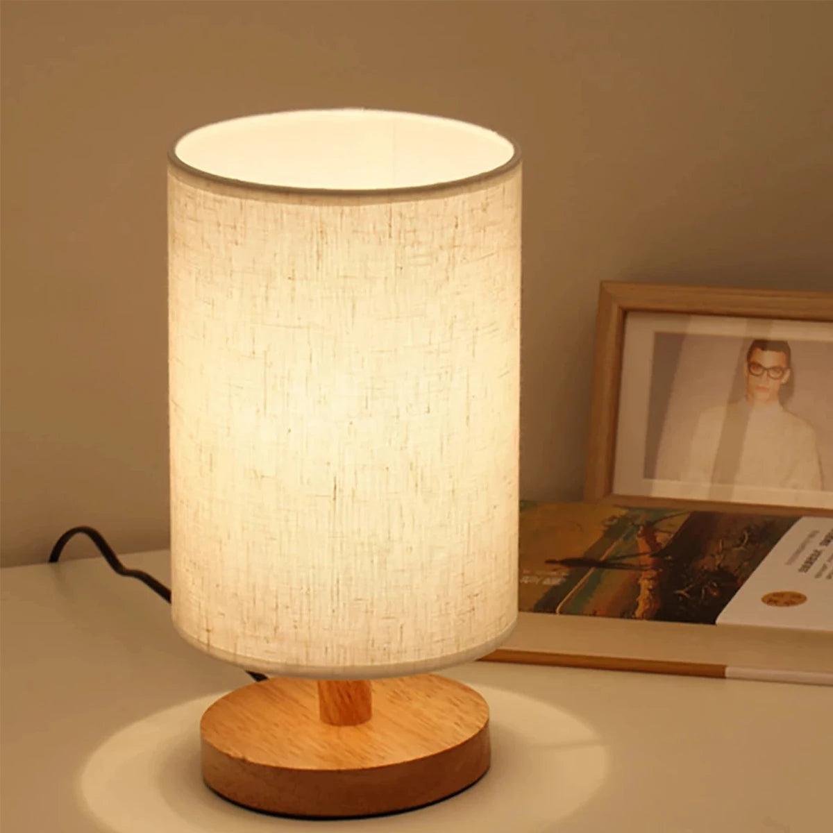 Wooden LED Table Lamp with exquisite linen lampshade, modern minimalist style | Lumaz - Lumaz