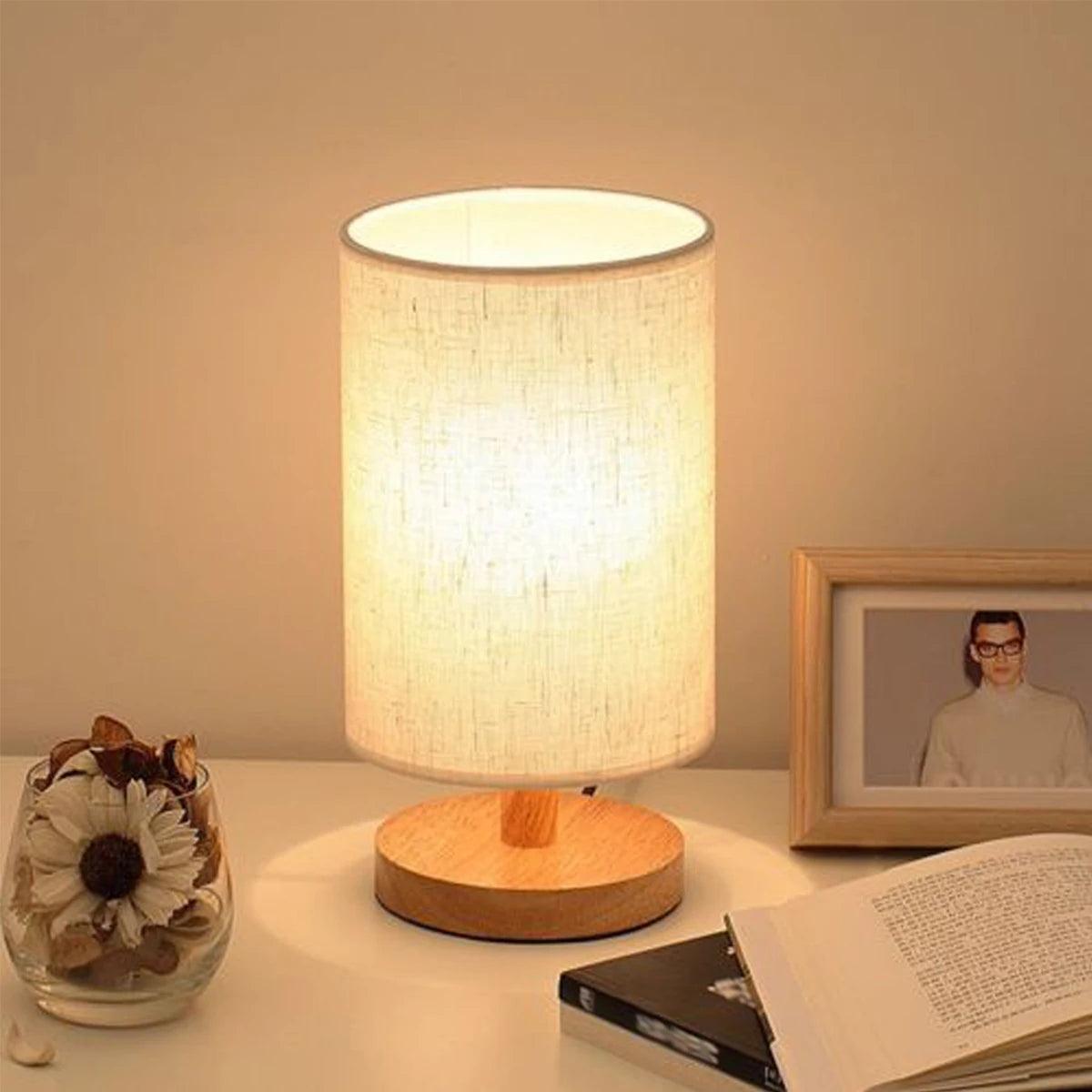 Wooden LED Table Lamp with exquisite linen lampshade, modern minimalist style | Lumaz - Lumaz