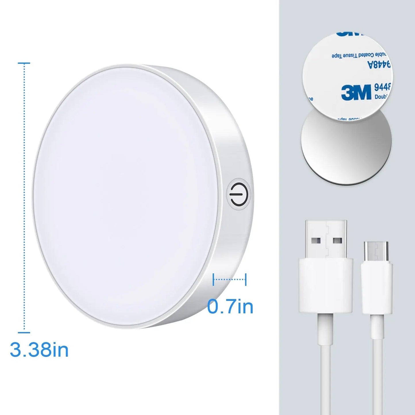 Magnetic Touch Under Cabinet LED Puck Light Dimmable White LED 1000mAh Battery Operated - Lumaz