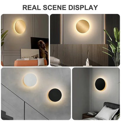 Moderne runde LED-Wandleuchte – Schwarz/Weiß, Aluminium & Acryl, Warmweiß/Neutralweiß, 8 W/12 W