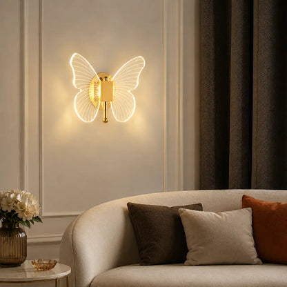 Modern Metal Acrylic Butterfly LED Wall Light - Tricolor Dimming, Decorative Sconce