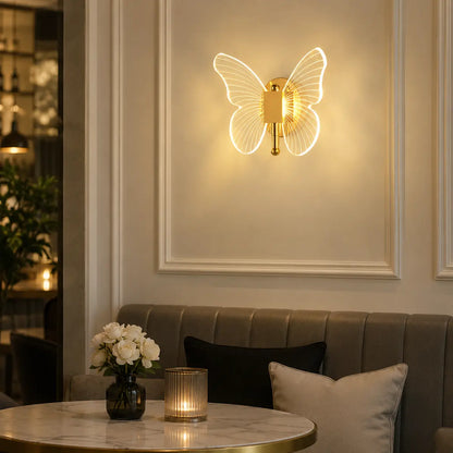 Modern Metal Acrylic Butterfly LED Wall Light - Tricolor Dimming, Decorative Sconce