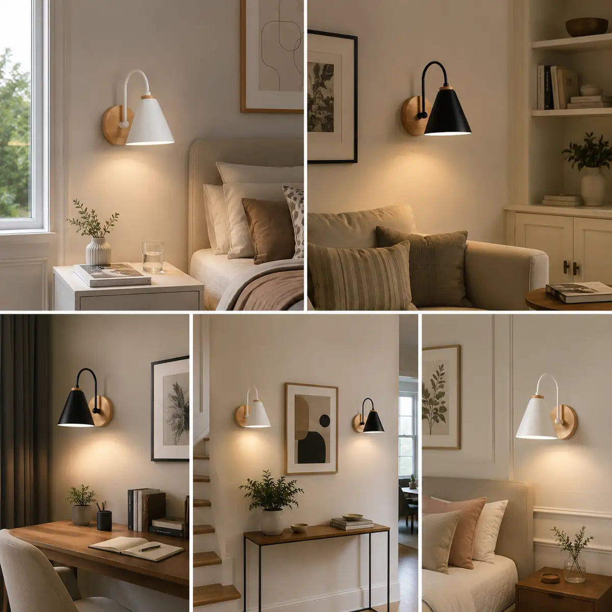 Minimalist Nordic LED Wall Light - Built-in Switch, E27 Base, Iron and Wood