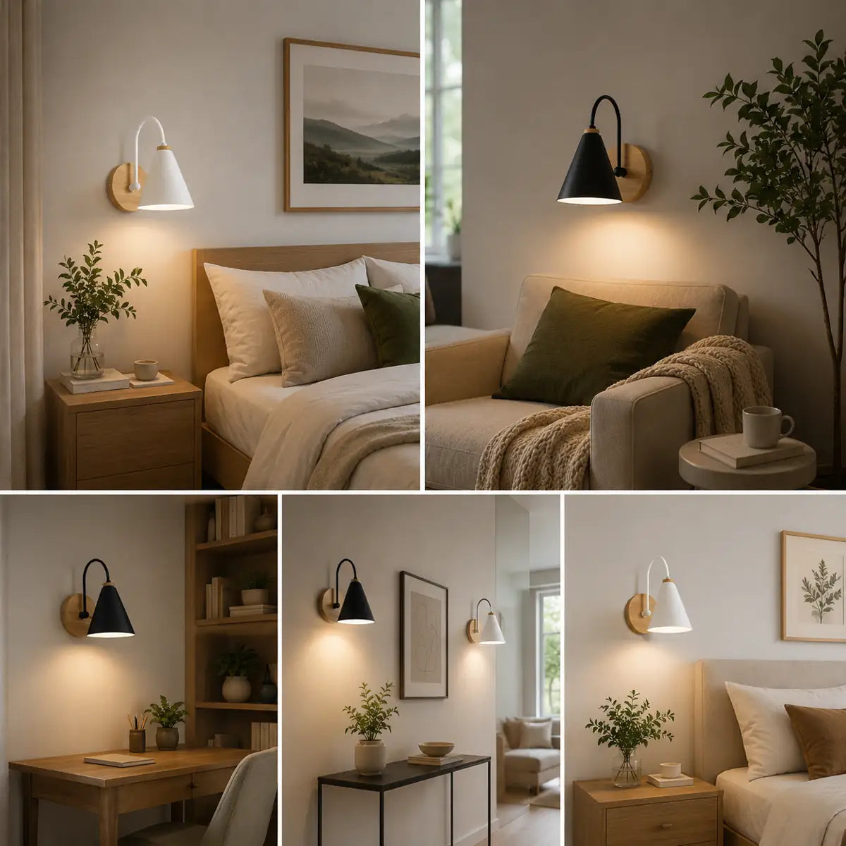 Minimalist Nordic LED Wall Light - Built-in Switch, E27 Base, Iron and Wood