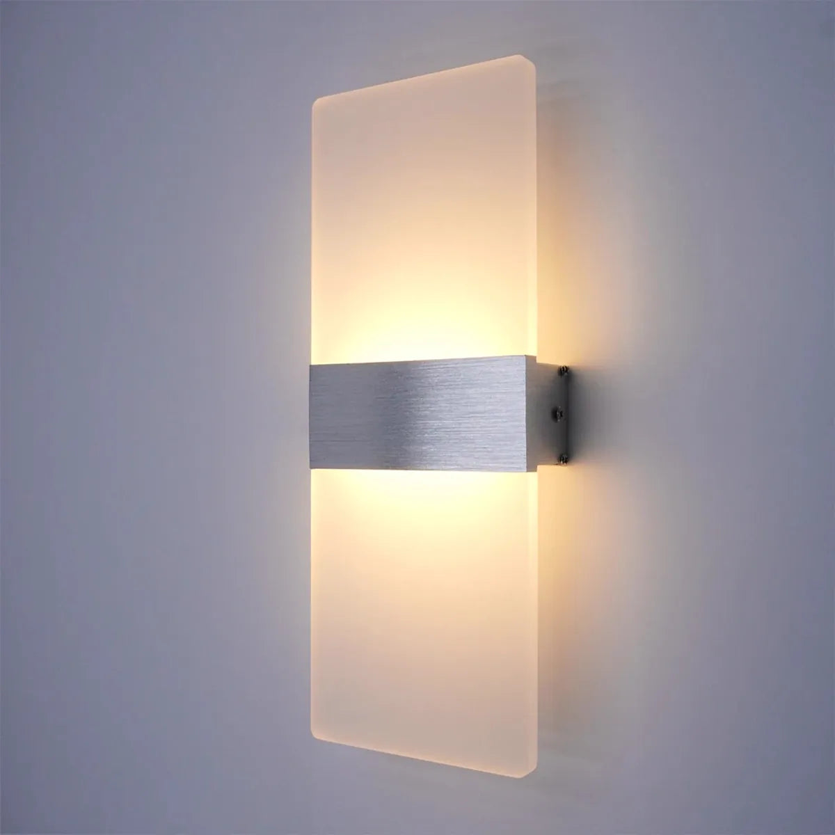 Modern Minimalist LED Wall Light - Rectangular Acrylic & Aluminum, 12W, Indoor Sconce for Bedroom