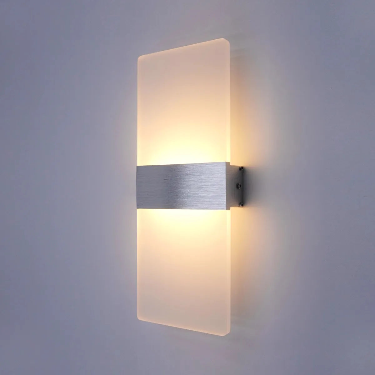 Modern Minimalist LED Wall Light - Rectangular Acrylic & Aluminum, 12W, Indoor Sconce for Bedroom