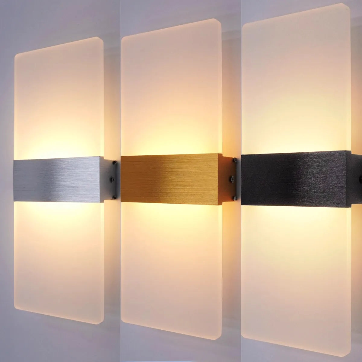 Modern Minimalist LED Wall Light - Rectangular Acrylic & Aluminum, 12W, Indoor Sconce for Bedroom