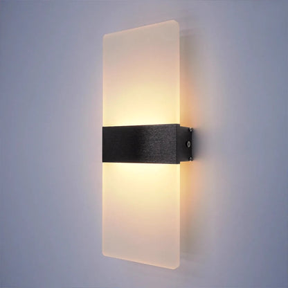 Modern Minimalist LED Wall Light - Rectangular Acrylic & Aluminum, 12W, Indoor Sconce for Bedroom